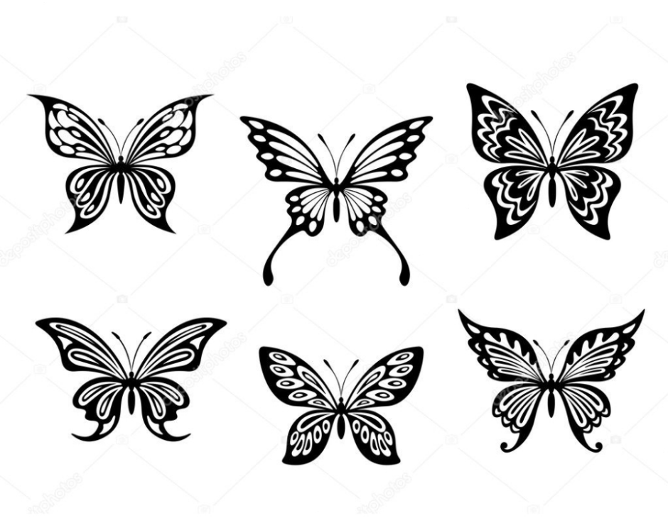 Татуировки эскизы бабочки на шее