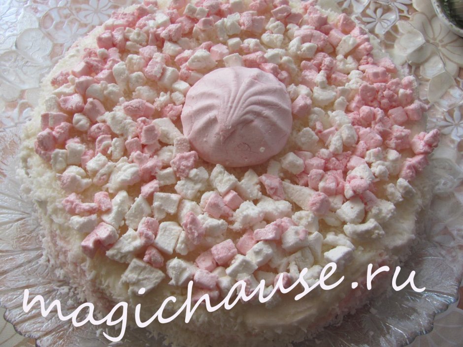 Торт розовое облако с зефиром без выпечки