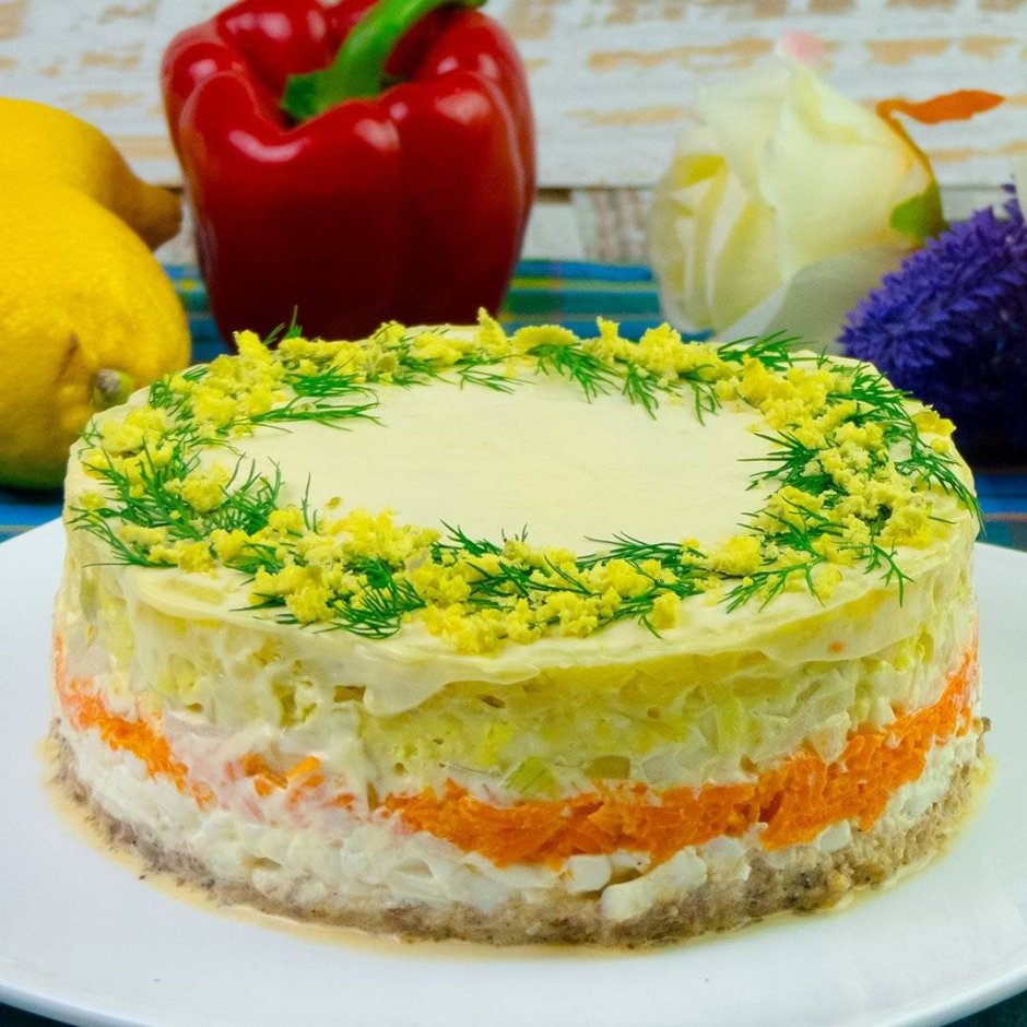 Салат торт Мимоза