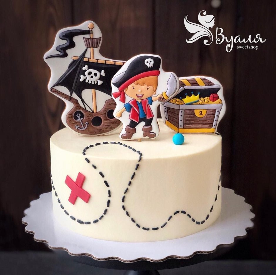 Торт морской для девочки с пиратами