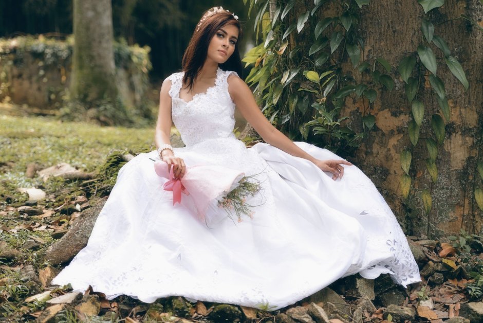 Свадебное платье с фатином
