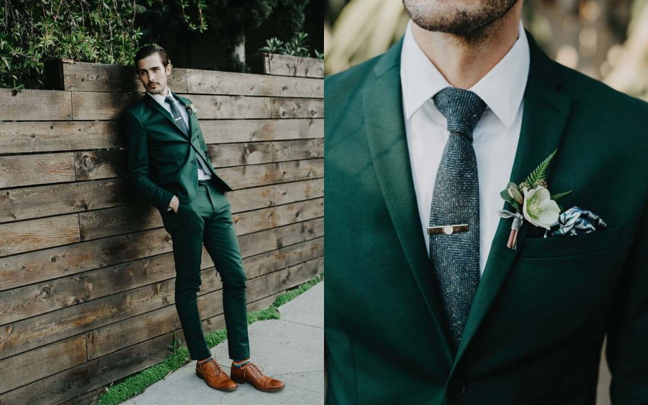 Fashion men in Green Suit