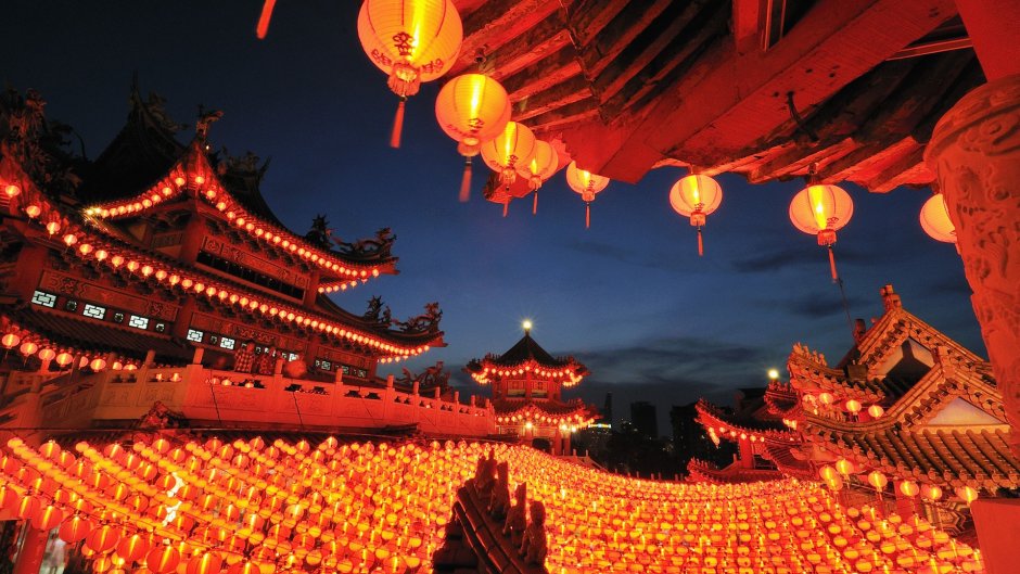 Буддийский храм ночь Китай