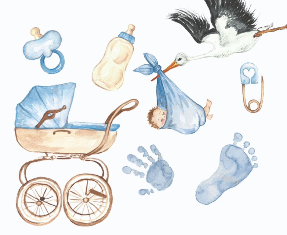 Карточки для новорожденных акварель