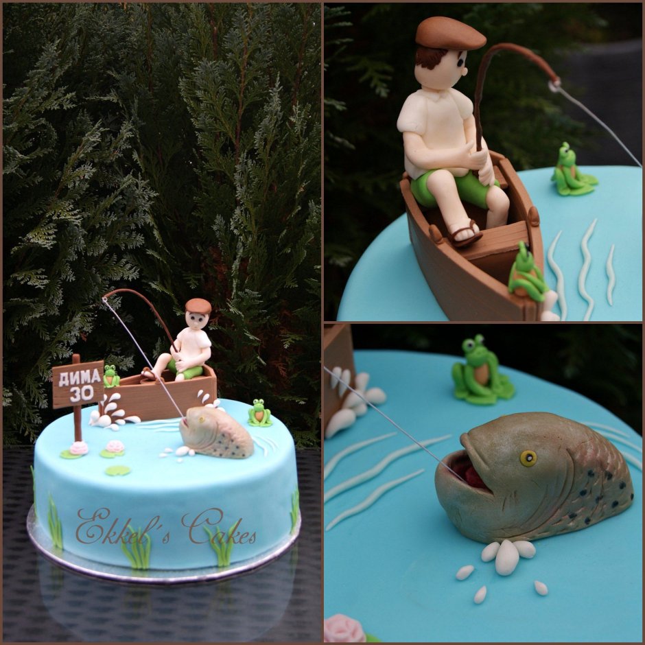 Торт для рыбака с русалкой