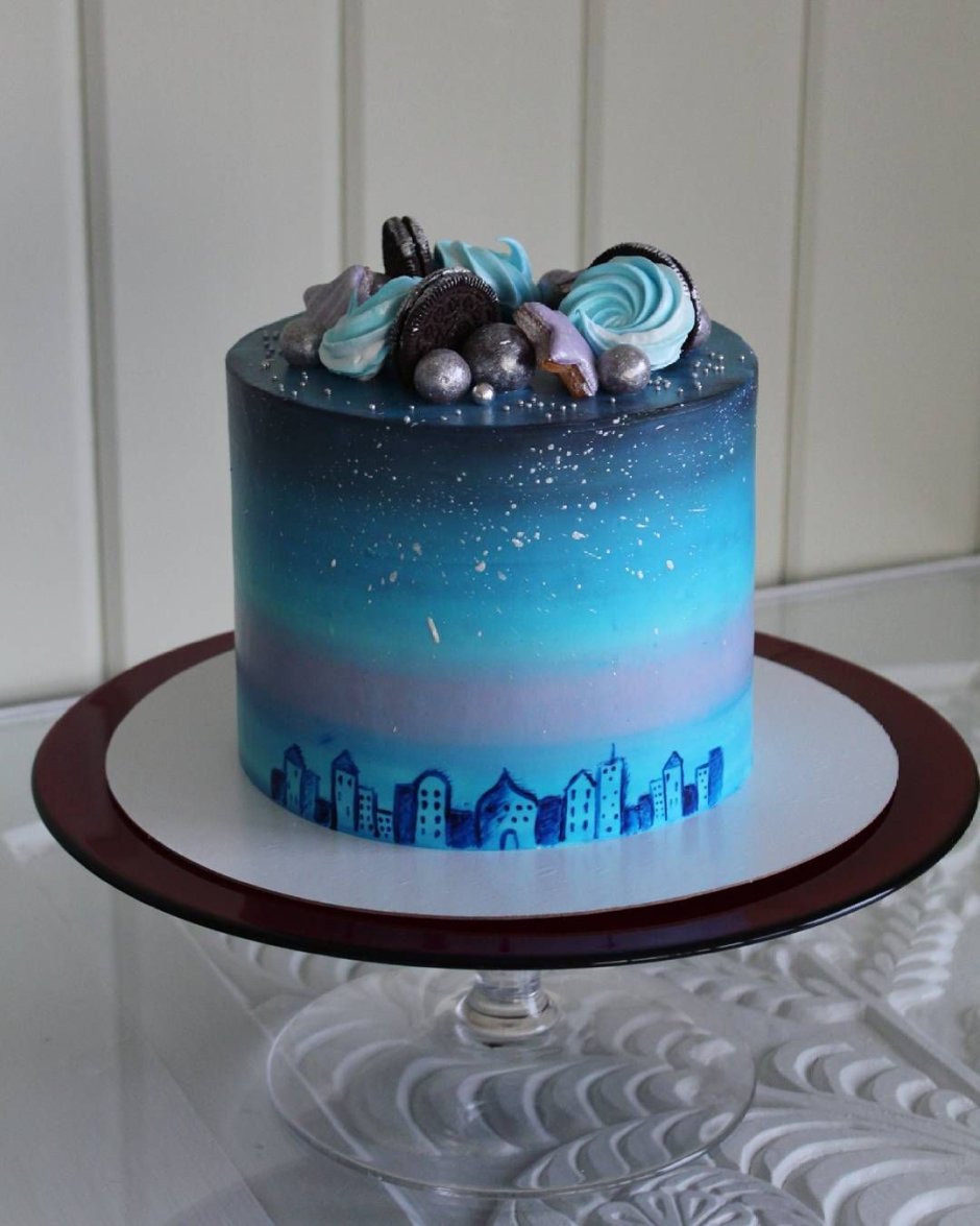 Муссовый торт с космосом на годик