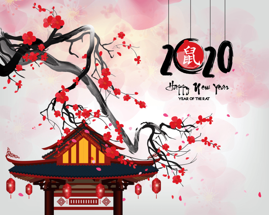 Открытка с новым годом по китайскому стилю
