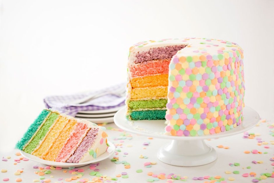 Торт Радужный в пастельных тонах