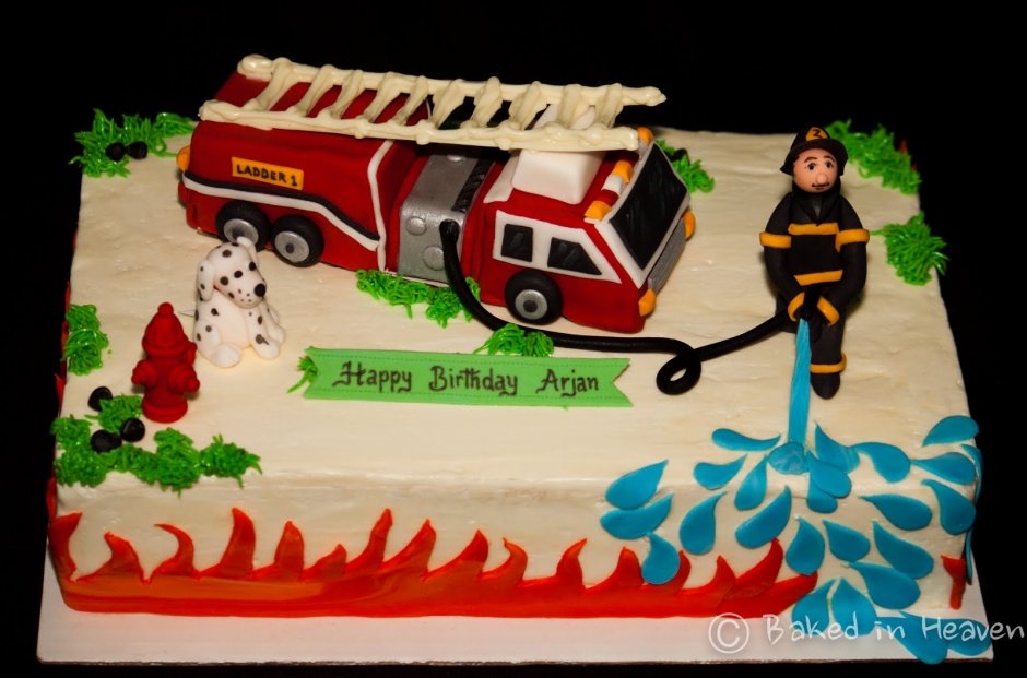 Торт пожарная машина фотопечать