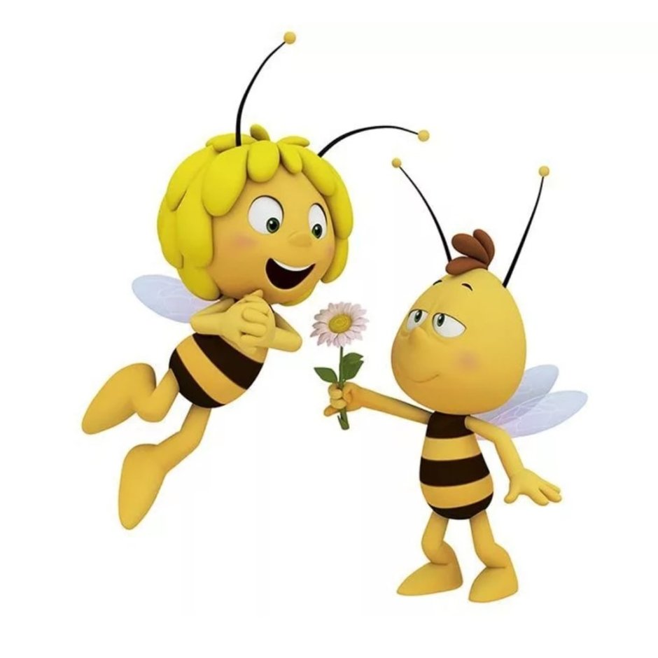 Пчелка на цветочке мультяшка