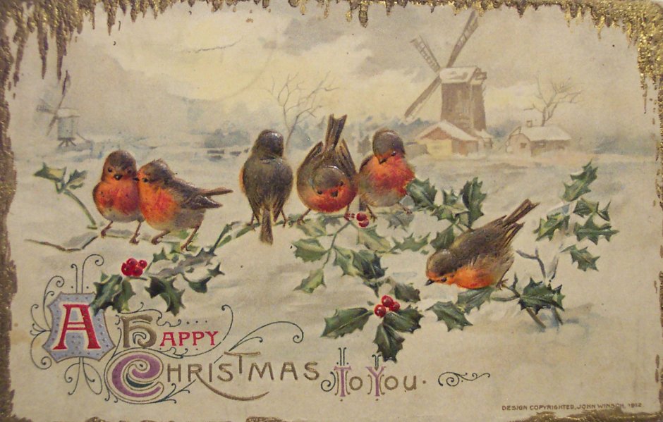 Винтажная Рождественская открытка нейтральная