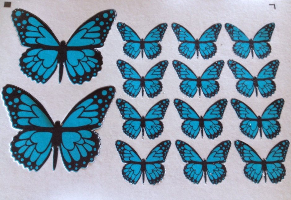 Макет бабочек для торта голубые
