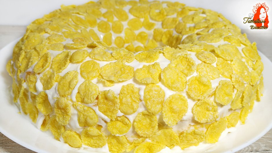 Торт из кукурузных хлопьев без выпечки