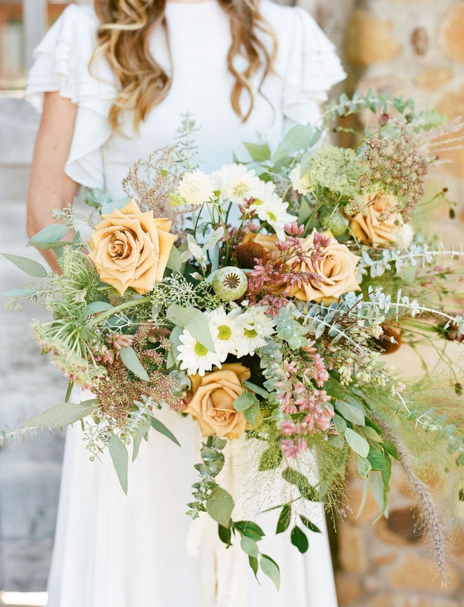 Букет невесты из сухоцветов в стиле бохо