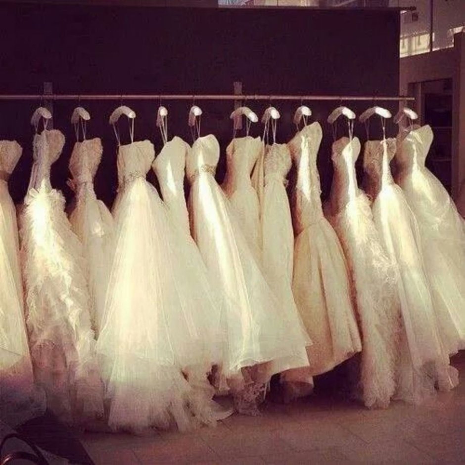 Примерка свадебного белья и платьев