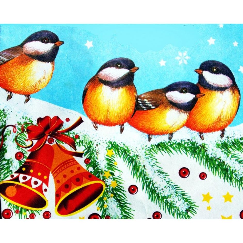 Новогодние открытки с птичками