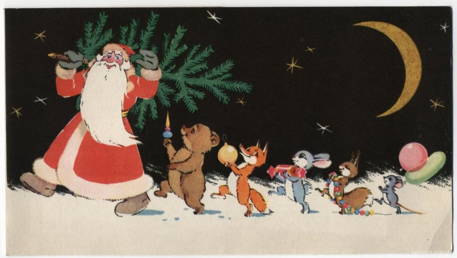 Дед Мороз в стиле советских открыток