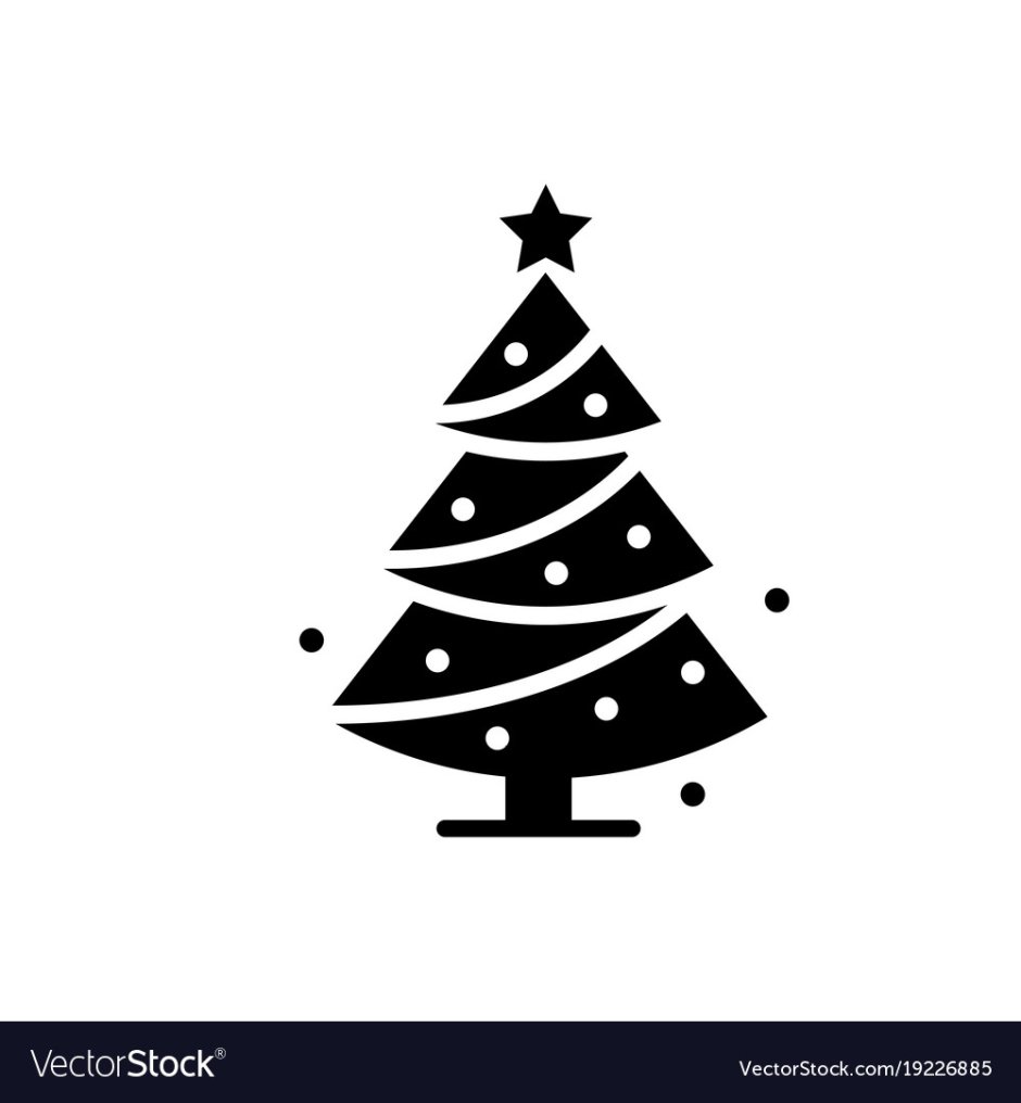 Новогодняя елка черно белый символ