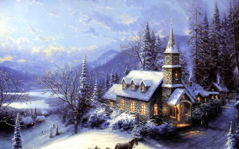Томас Кинкейд картины зима 1920*1080