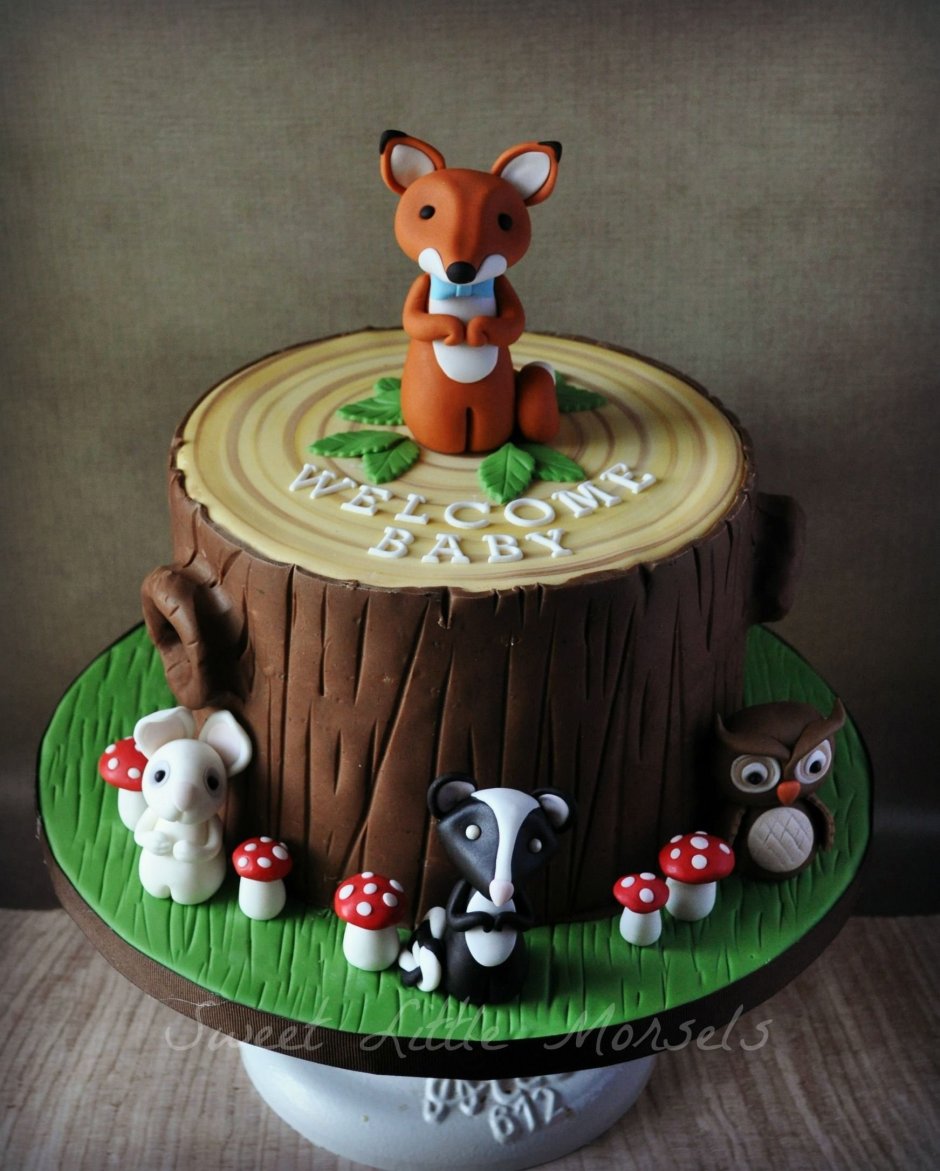 Торт с лесными зверюшками