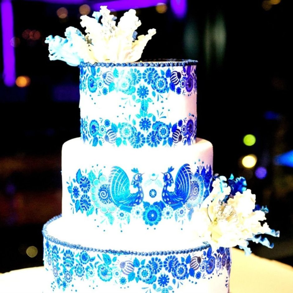 Сиренево голубой торт
