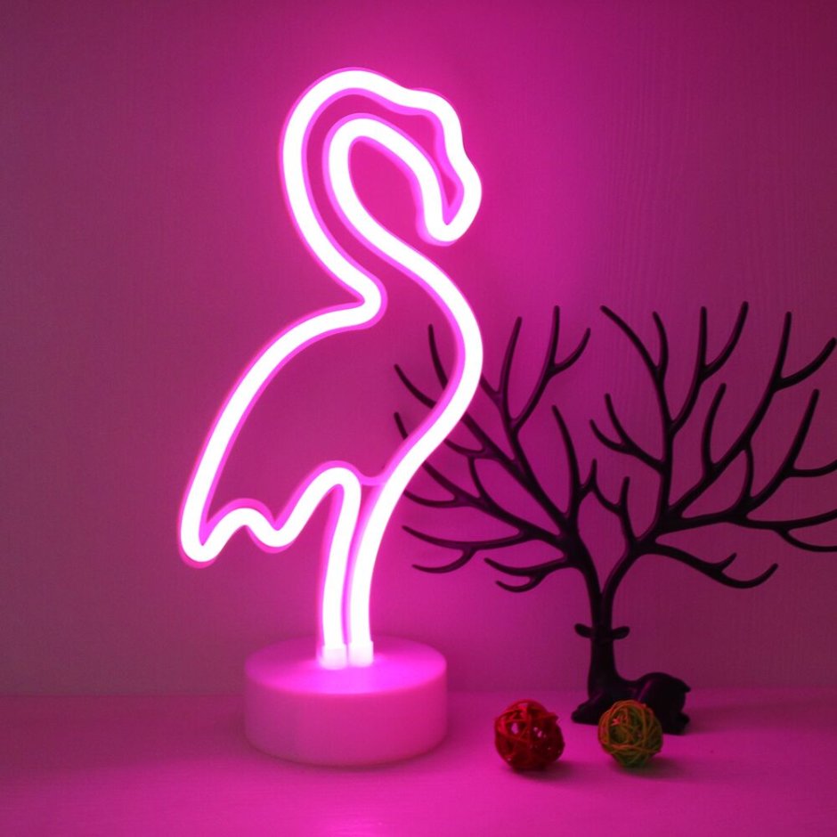 Светодиодный настольный неоновый светильник Фламинго