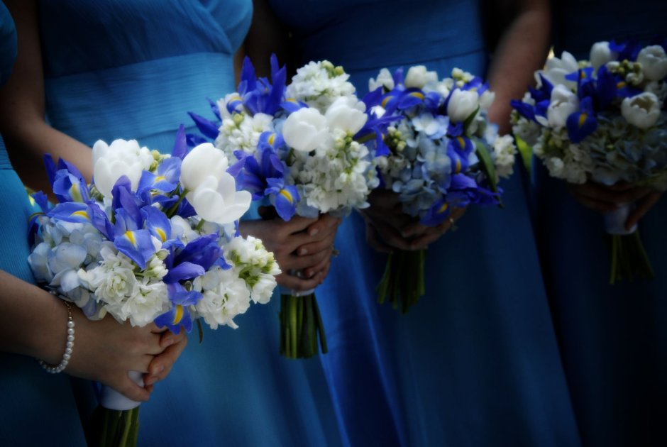 Свадебное платье Ампир голубое