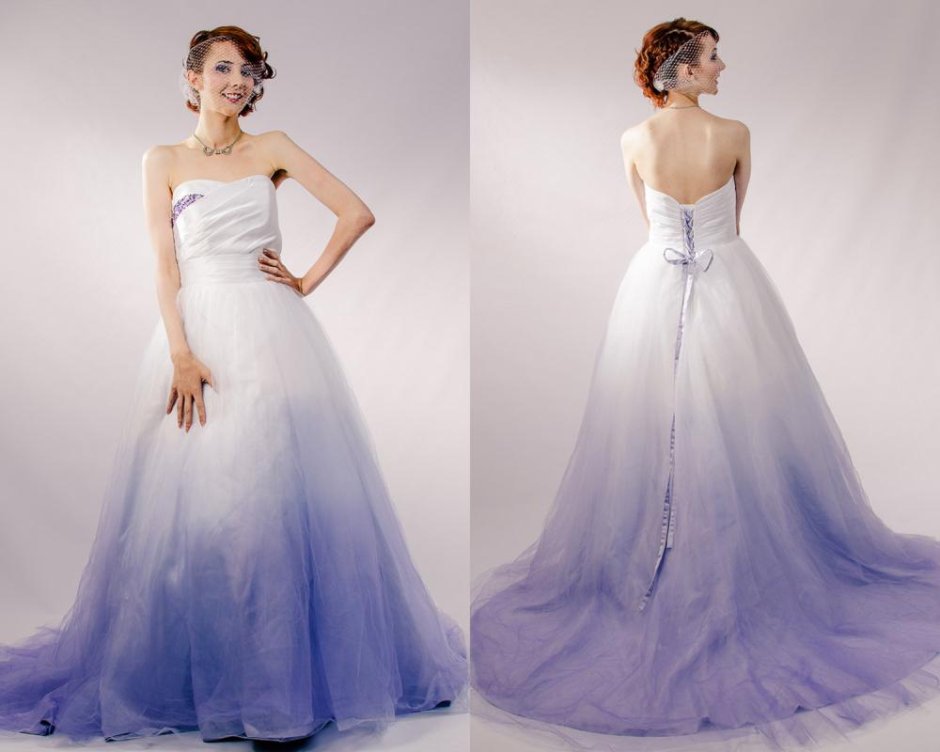 Голубое свадебное платье необычное