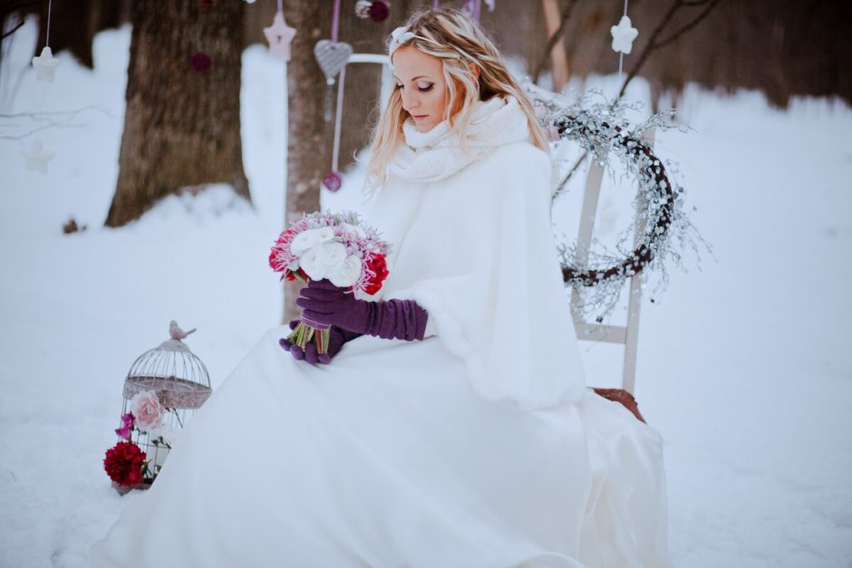 Свадебный образ невесты зимой