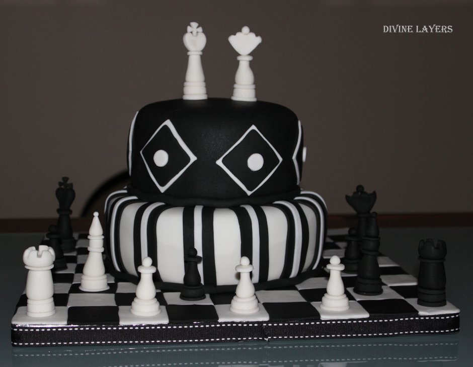 Торт на свадьбу в шахматном стиле