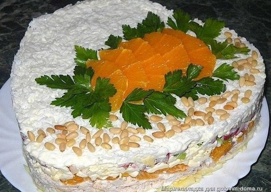 Украсить торт салат
