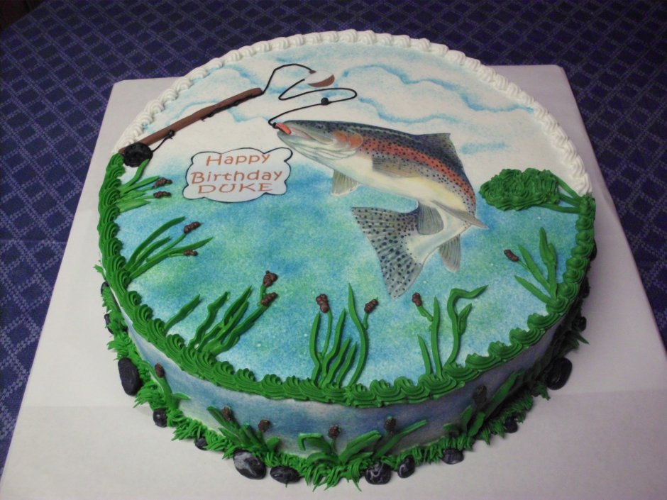 Красивый торт для рыбака