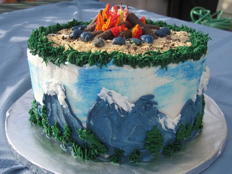 Кусок торта акварельный