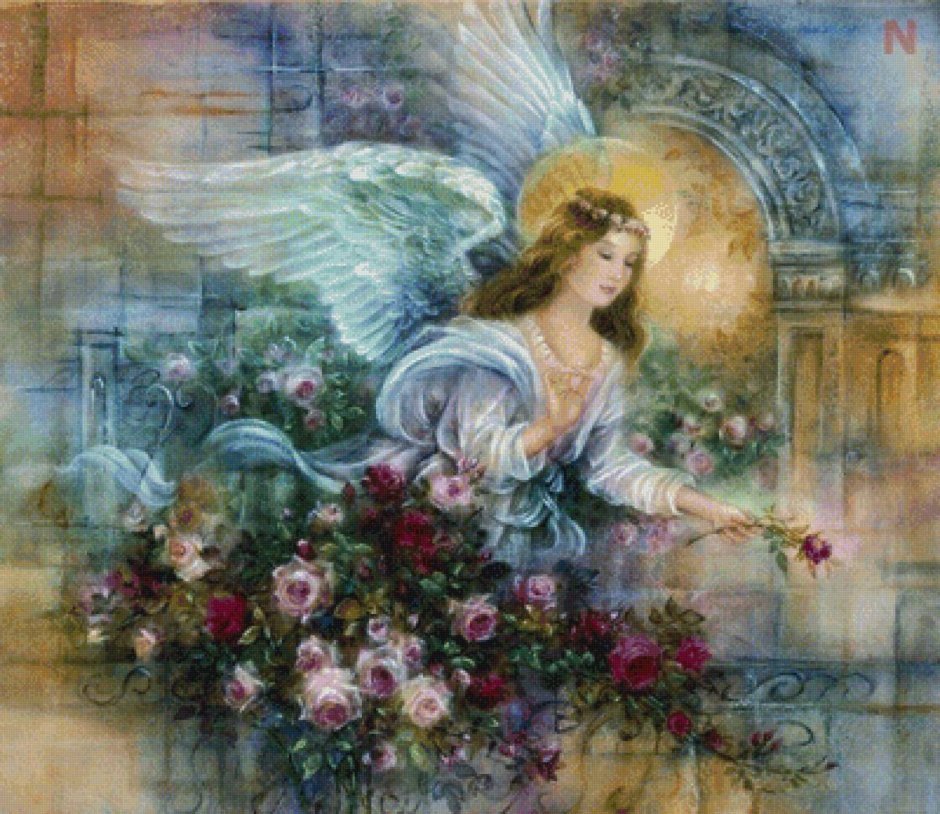 Нежные ангелы и цветы