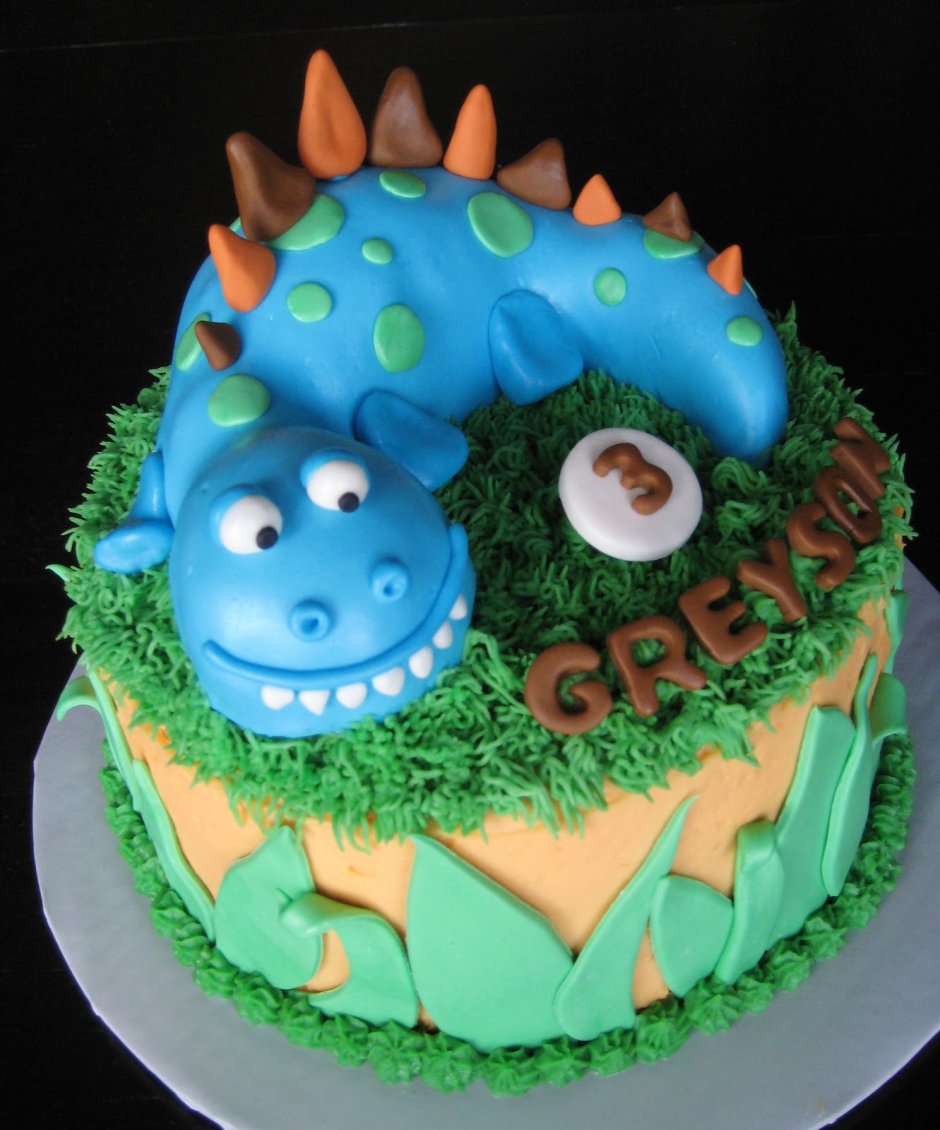 Украшения торта для мальчика 3 динозавр
