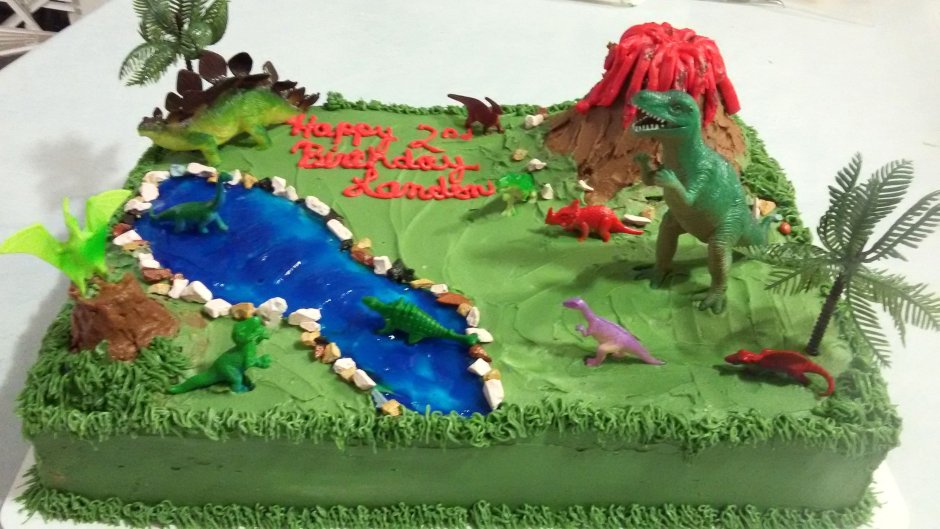 Торт с динозавриками квадратный