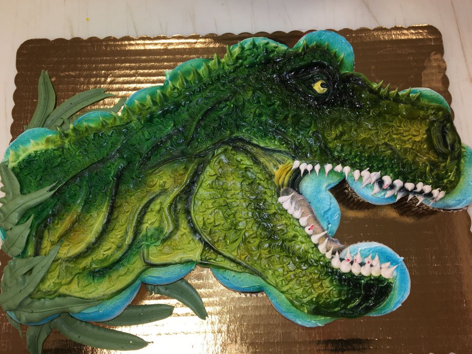 Торт из крема на тему динозавр