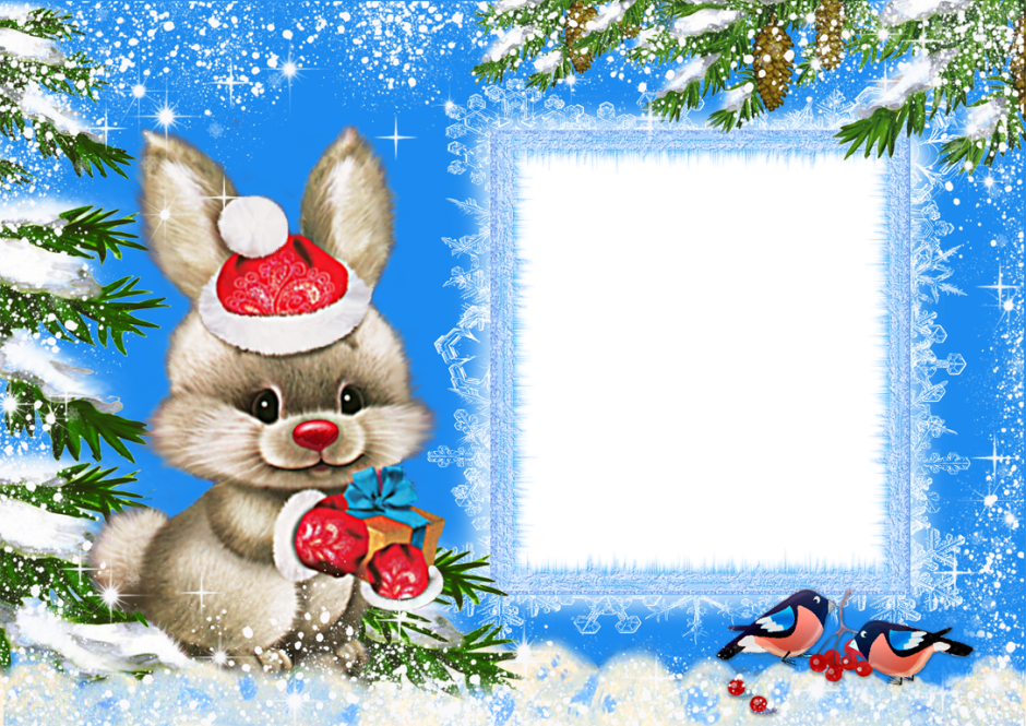 Кролик в шапке Деда Мороза