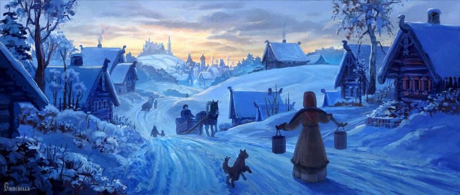 Древняя Русь деревня зима