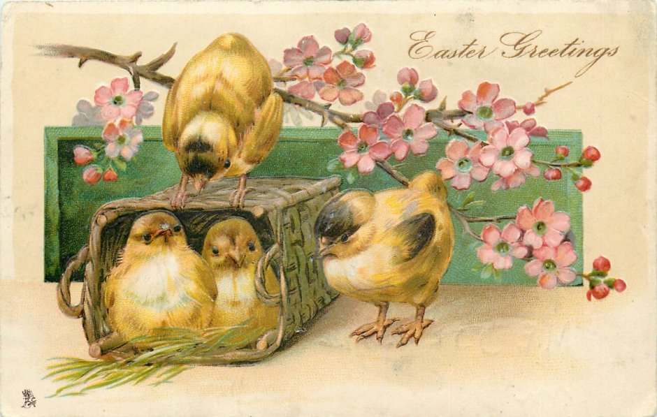 Пасха цыпленок открытка