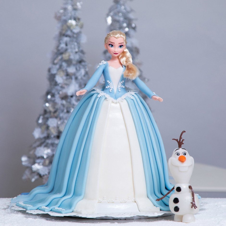 Торт кукла Снежная Королева