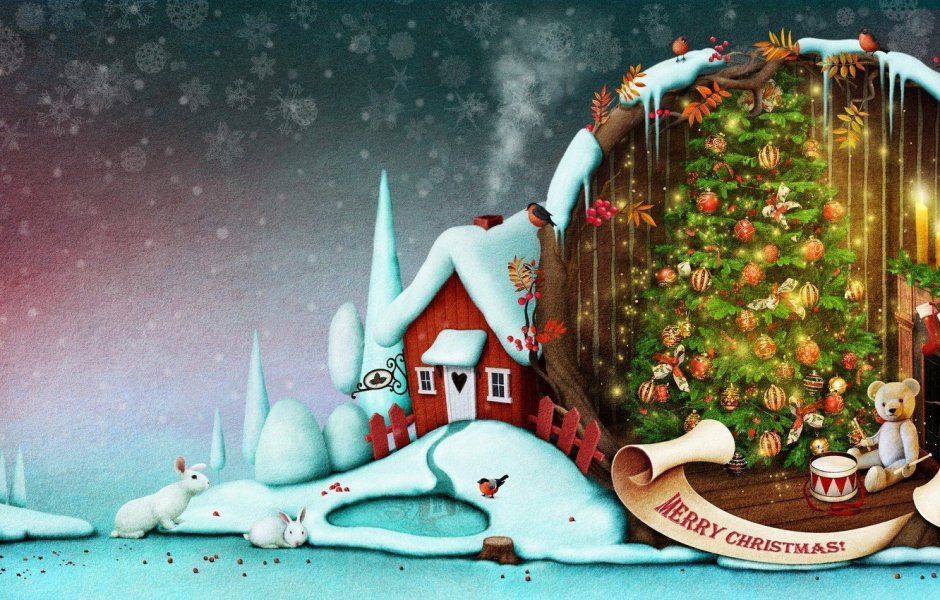 Новогодняя елка с дедом Морозом и Снегурочкой