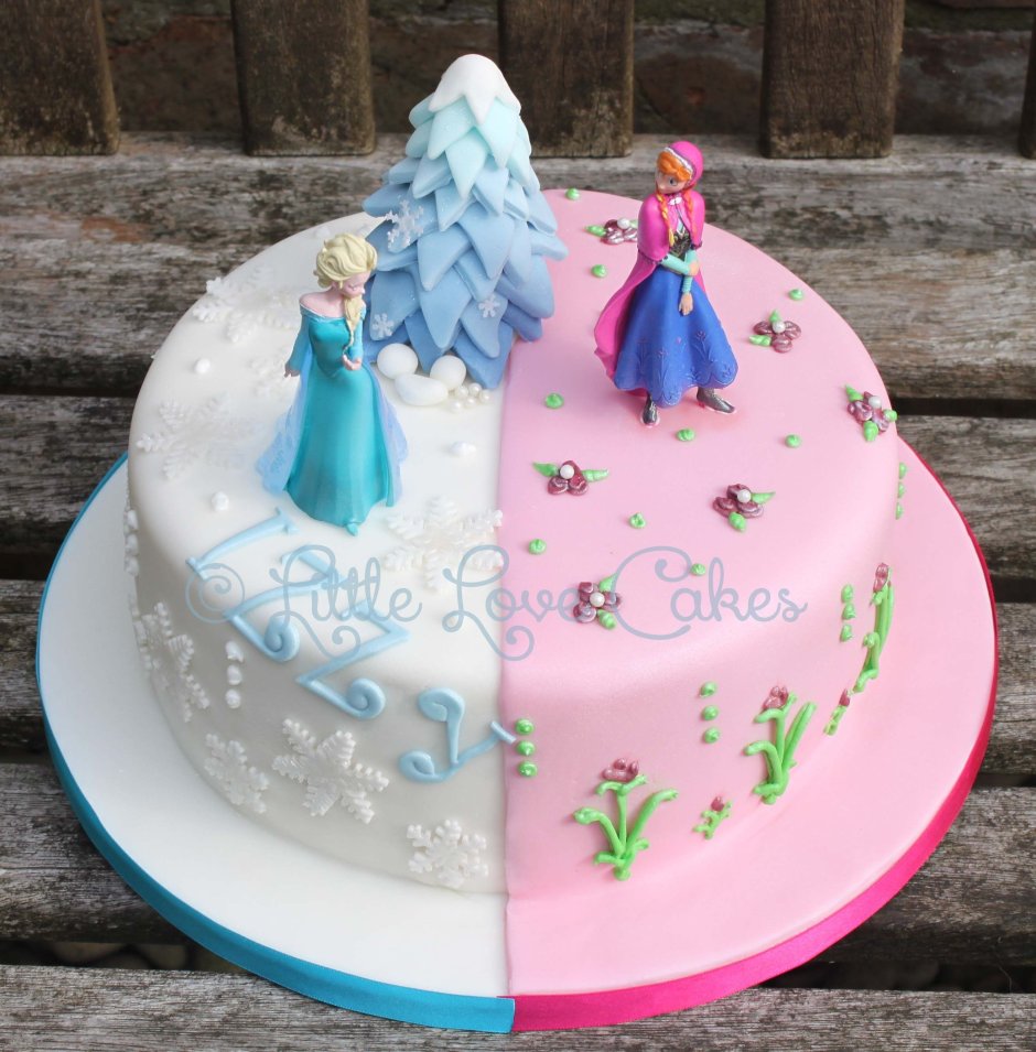 Торт на день рождения девочке Эльза и Анна