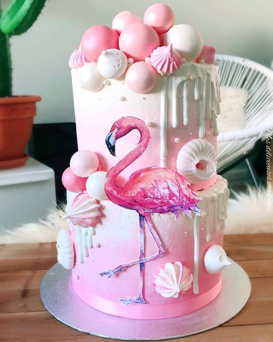 Торт розовый Фламинго для девочки