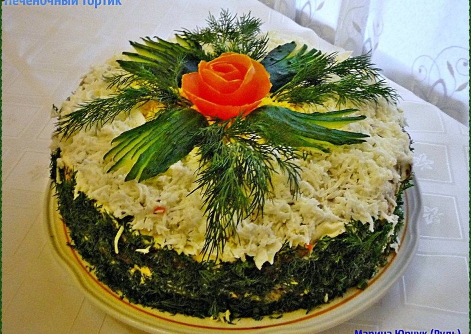 Закусочный торт Наполеон с рыбной консервой