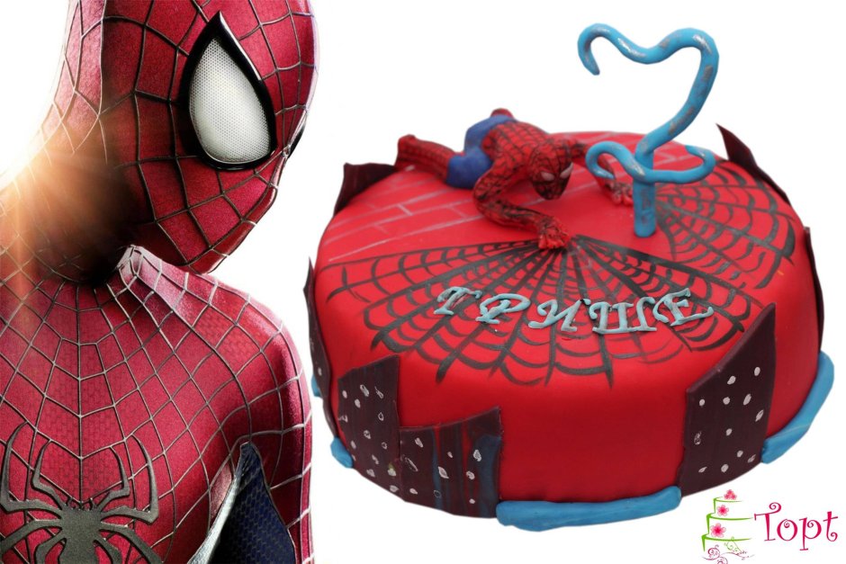 Торт с игрушкой человек паук