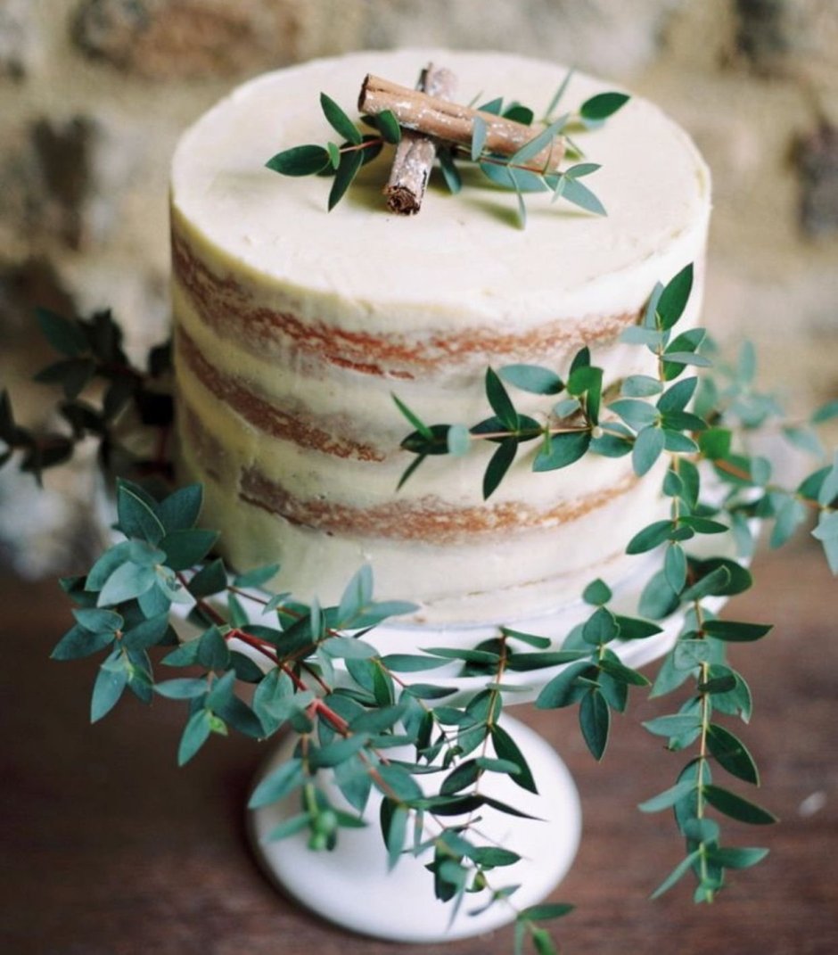 Одноярусный свадебный торт рустик
