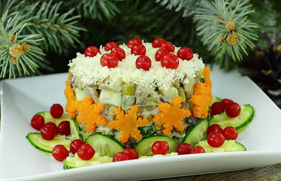 Крабовый салат "Рождественский венок"