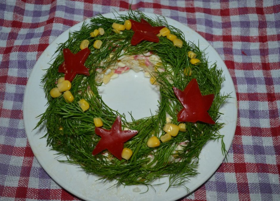 Крабовый салат "Рождественский венок"