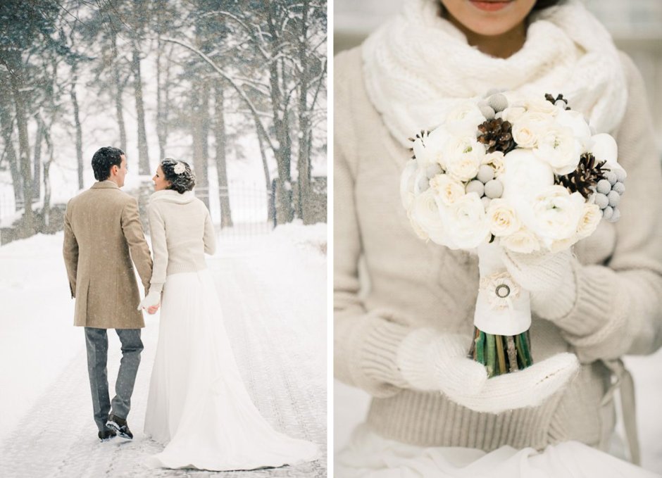 Свадебное платье невесты зимой